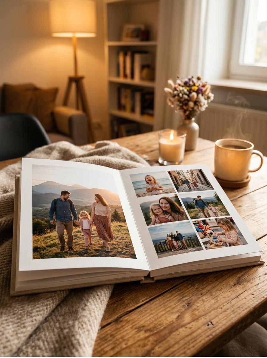 FotoVivo Album mit Kaffee und Blumen